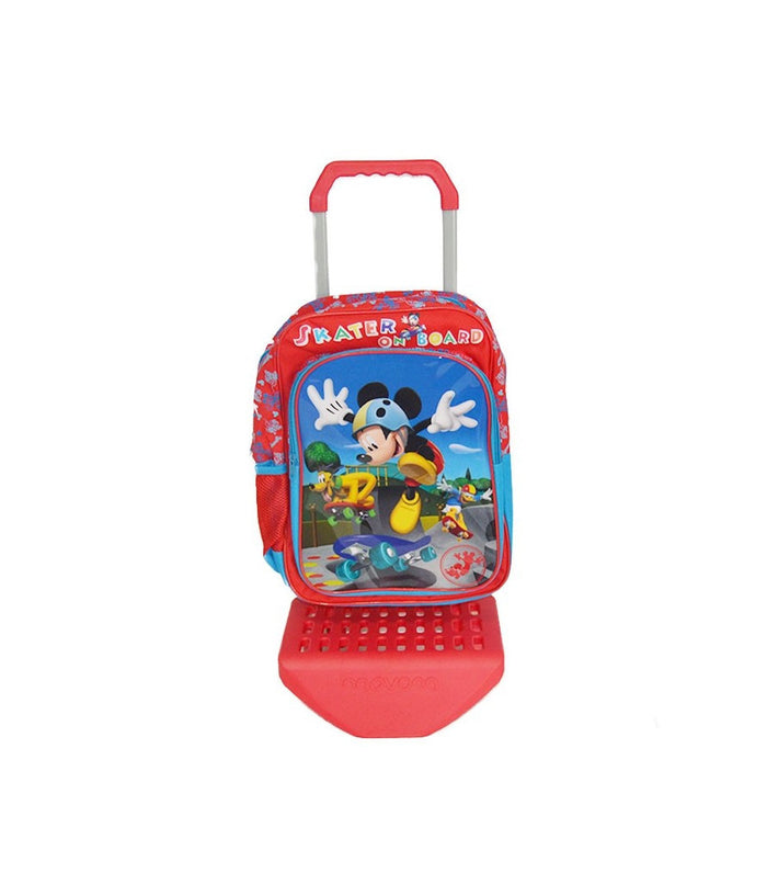 Zainetto Scuola Microfibra Con Carrello Trolley Estraibile 2 Ruote Mickey Mouse         