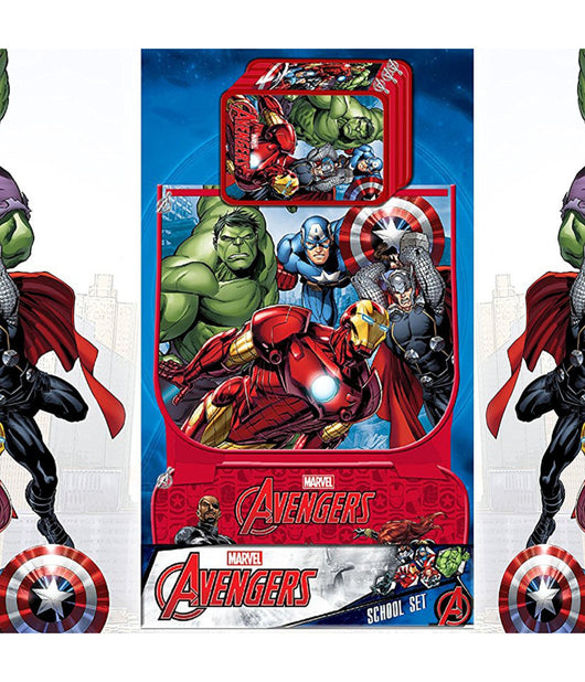 Zaino + Astuccio 3 Zip Scuola Estensibile Kit Completo Super Eroi Avengers         