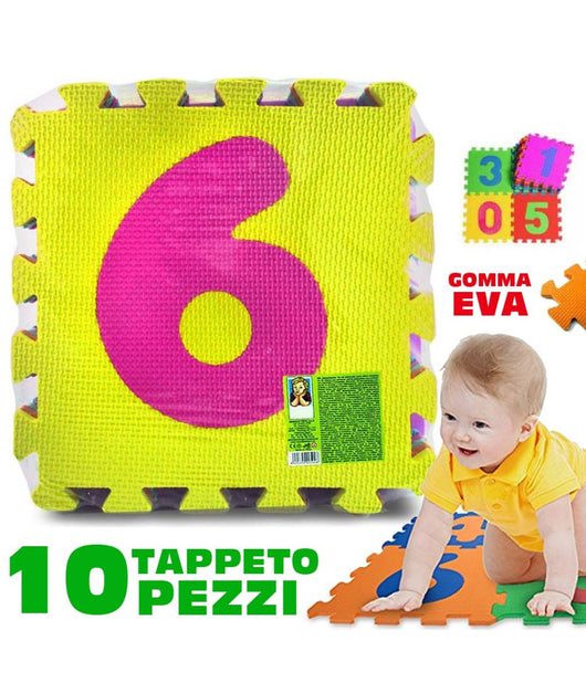 Tappeto Per Bambini Da Pavimento 10 Pz Puzzle Neonato Antiurto Atossico Lavabile         