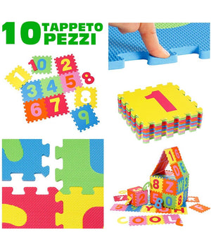 Tappeto Per Bambini Da Pavimento 10 Pz Puzzle Neonato Antiurto Atossico Lavabile         