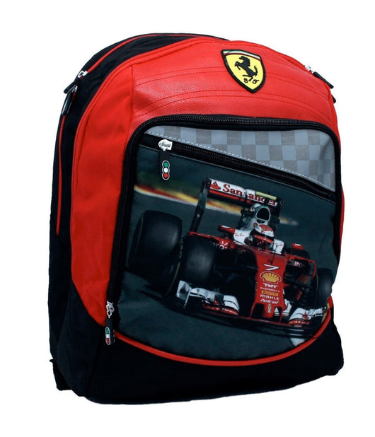 Zaino Scuola Ferrari Organizzato Con Doppio Scomparto 43x31x21cm Rosso Nero         