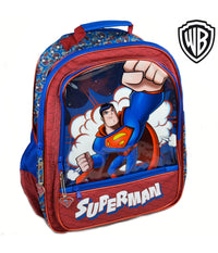 Zaino Superman 4 Cerniere Stampa Plastificata Scuola Bambini Elementari 41cm         