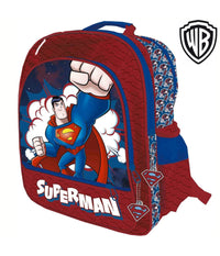 Zaino Superman 4 Cerniere Stampa Plastificata Scuola Bambini Elementari 41cm         