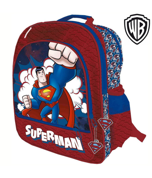 Zaino Superman 4 Cerniere Stampa Plastificata Scuola Bambini Elementari 41cm         