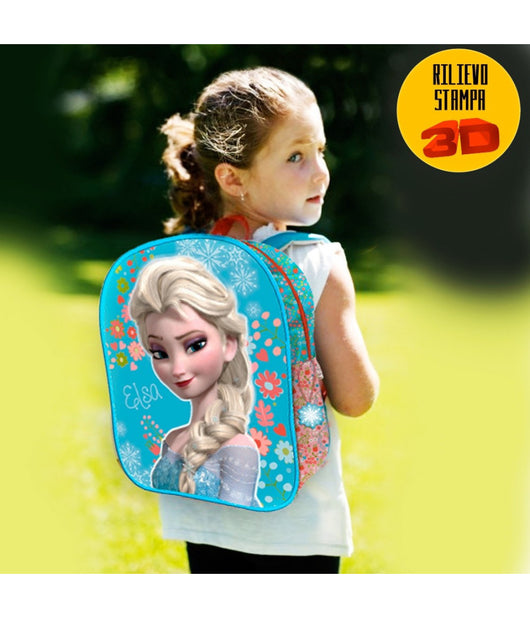 Zaino Zainetto Frozen Elsa Con Rilievo 3d Disney Bambine Scuola Asilo Elementari         