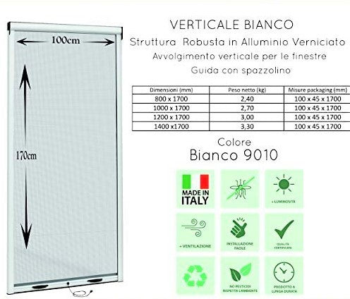 Zanzariera a rullo per finestra scorrevole verticale 100x170cm bianco - HDcasa