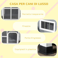 Cuccia da Esterno per Cani 101x66,5x70,5 cm Finestra e Tetto Apribile in Legno Grigio