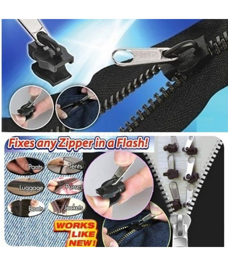 Zip Cerniera Universale 6 Pezzi 3 Dimensioni Riparazione Immediata Fix Zipper         