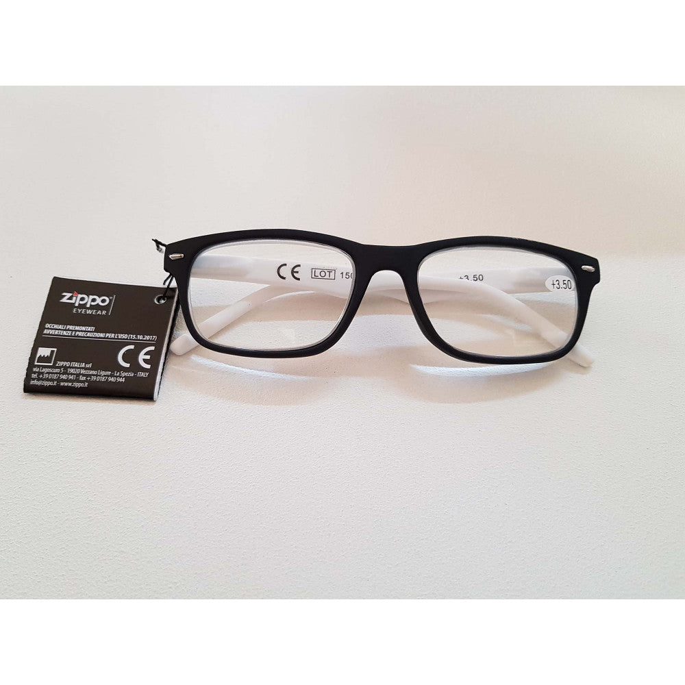 Zippo occhiali +2.00 da lettura con astuccio, colore  nero - bianco