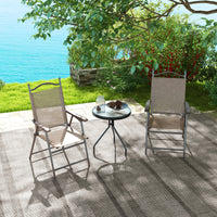 Set 2 Sedie Pieghevoli da Giardino con Braccioli 56x62x97 cm Seduta in Tessuto Marrone