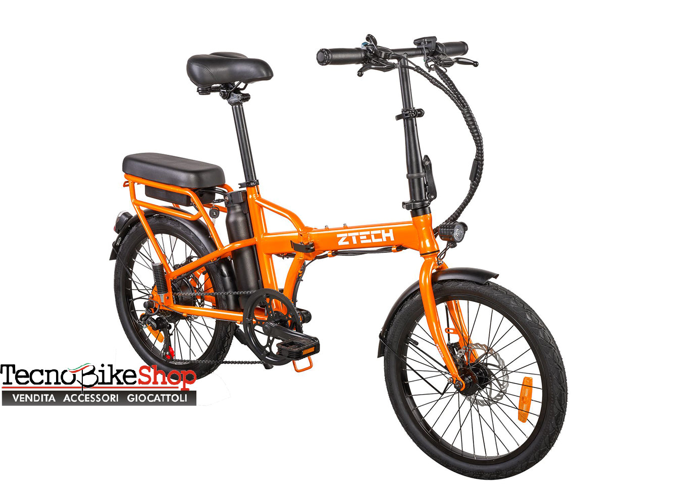 Bicicletta Elettrica a Pedalata assistita Pieghevole Z-Tech ZT-12 Camp 6.0 250w 36v 8ah colore Arancione