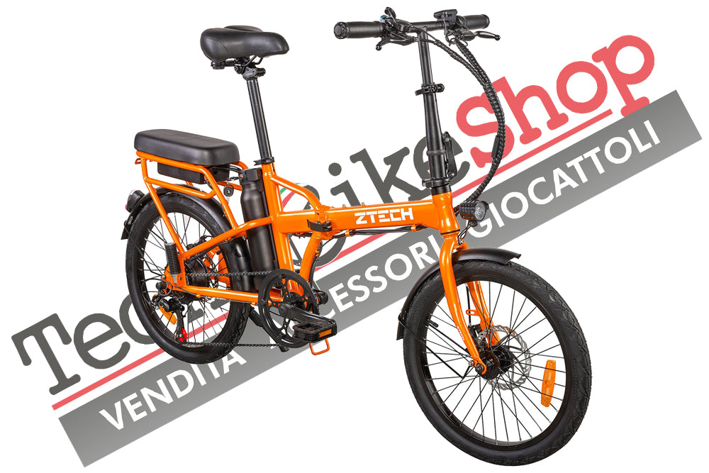 Bicicletta Elettrica a Pedalata assistita Pieghevole Z-Tech ZT-12 Camp 6.0 250w 36v 8ah colore Arancione