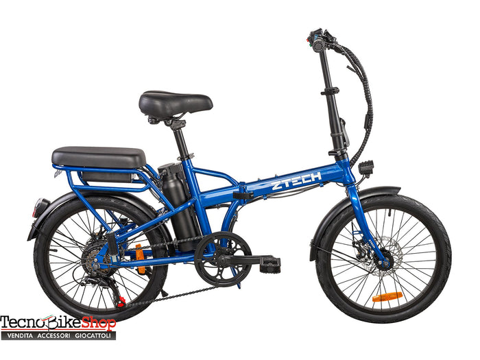 Bicicletta Elettrica a Pedalata assistita Pieghevole Z-Tech ZT-12 Camp 6.0 250w 36v 8ah colore Blu