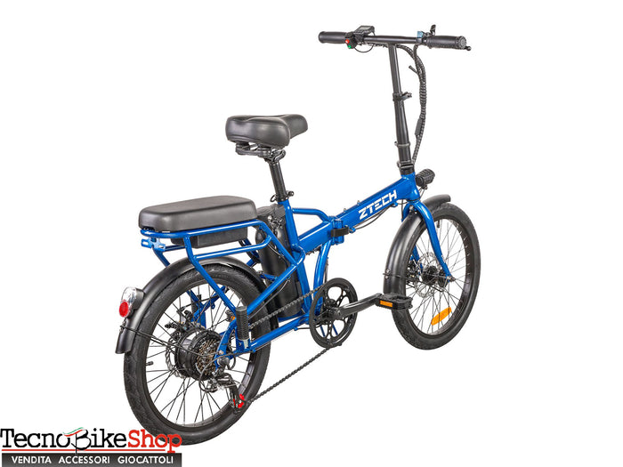 Bicicletta Elettrica a Pedalata assistita Pieghevole Z-Tech ZT-12 Camp 6.0 250w 36v 8ah colore Blu