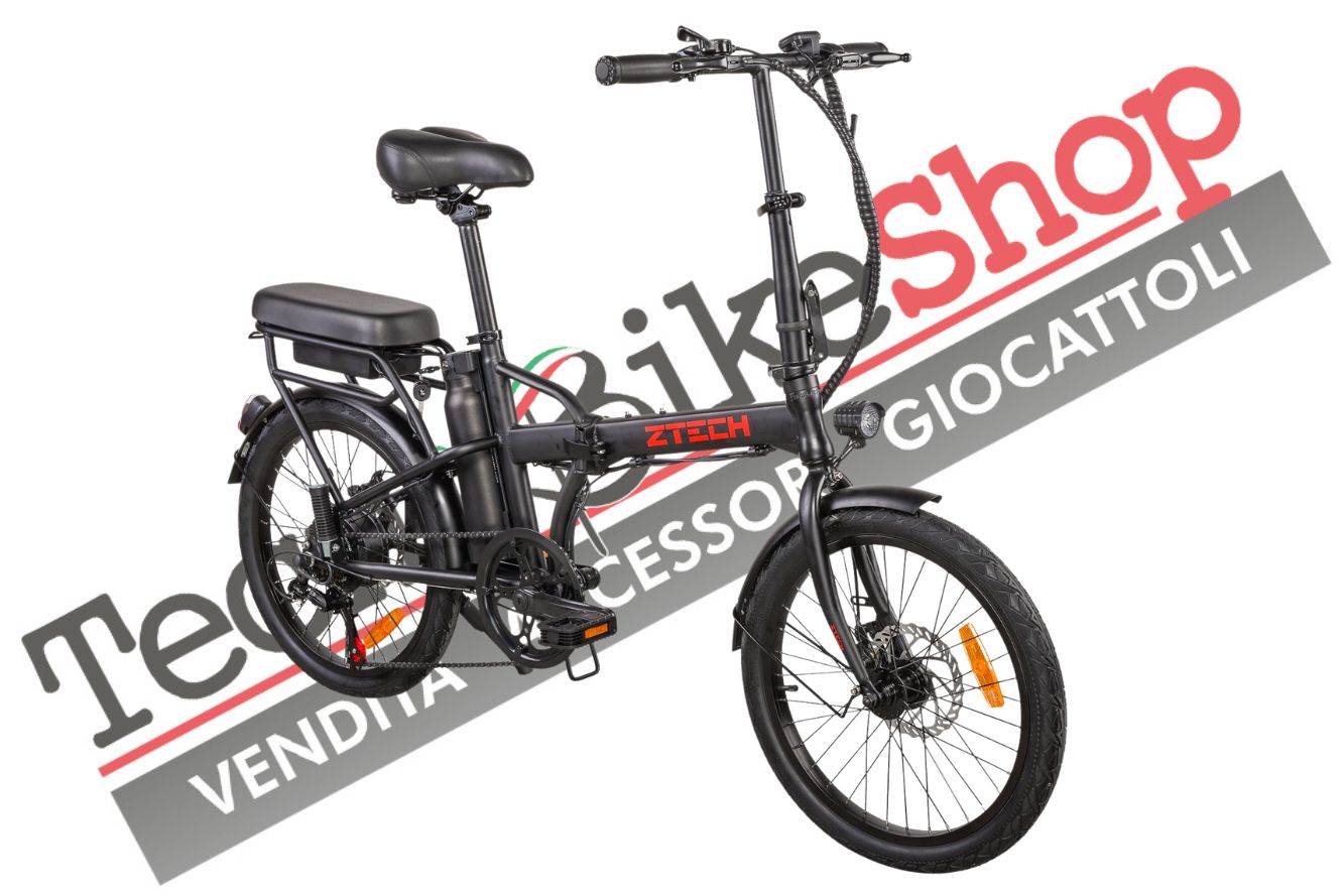 Bicicletta Elettrica a Pedalata assistita Pieghevole Z-Tech ZT-12 Camp 6.0 250w 36v 8ah colore Nero