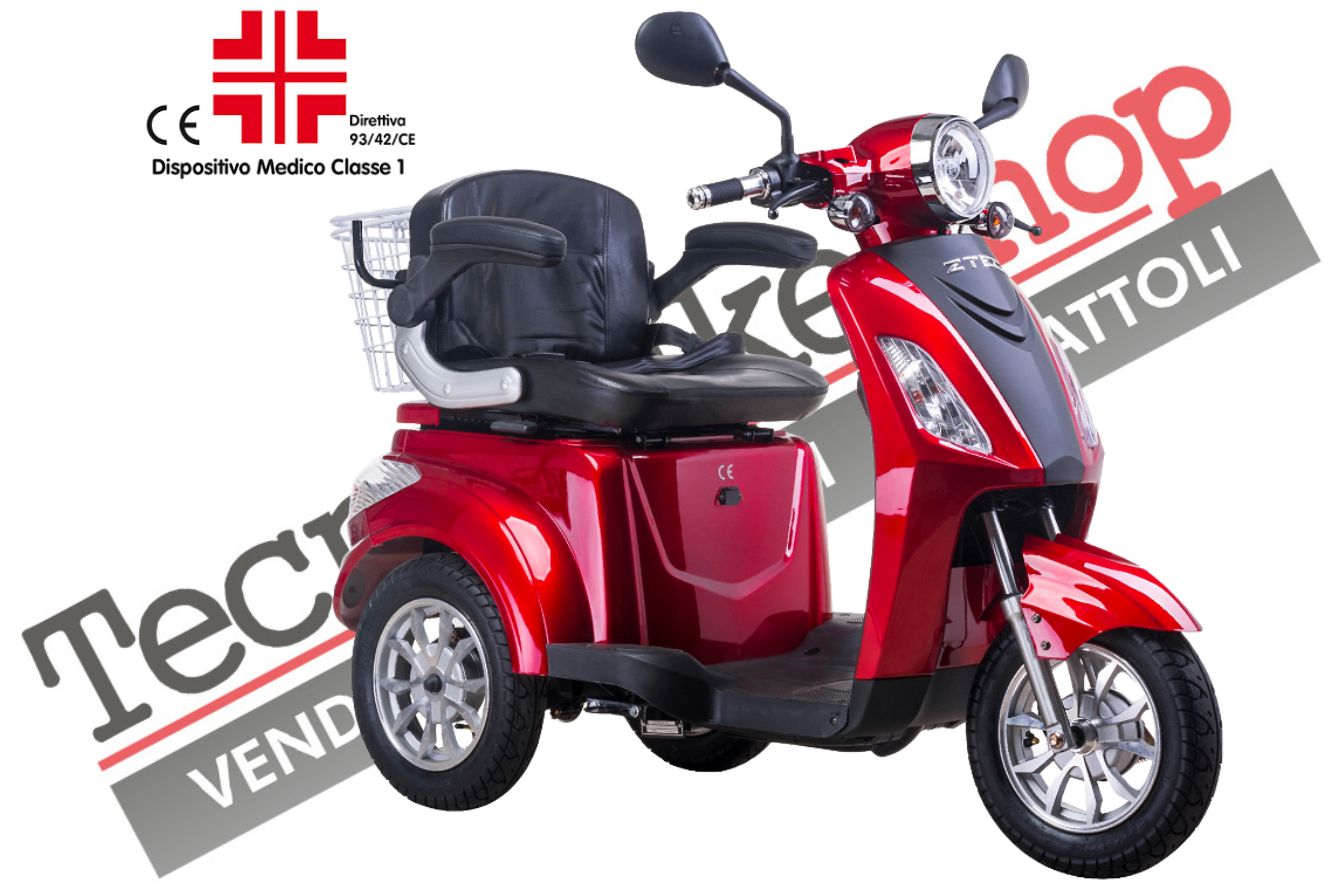 Scooter Z-TECH ZT-15-D  polliciTRILUX PLUS pollici 3 RUOTE Diffperenziale per Disabili e Anziani colore Rosso