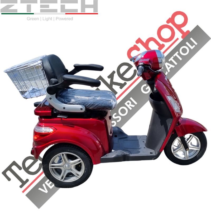 Scooter Z-TECH ZT-15-E "TRILUX PLUS"  3 RUOTE Differenziale per Disabili e Anziani-Rosso