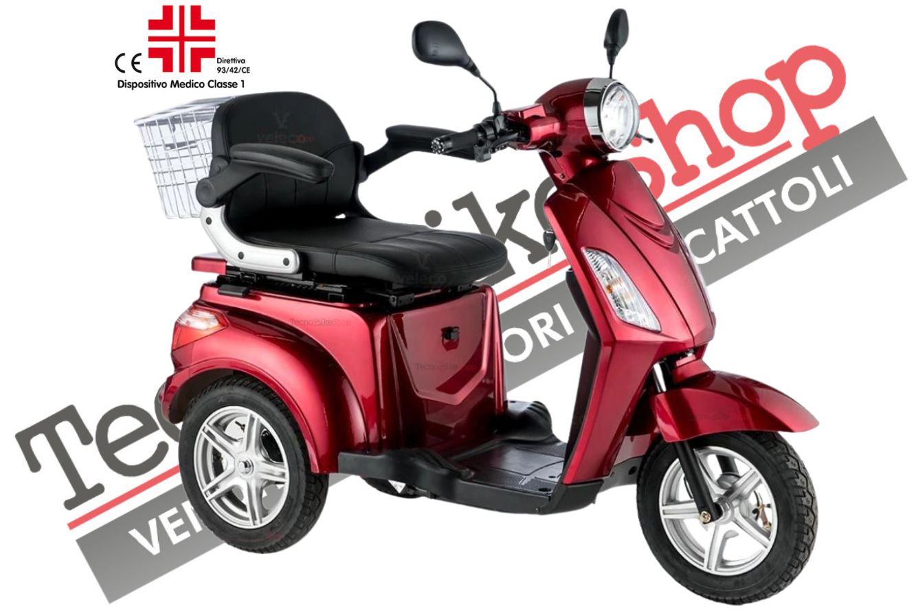 Scooter Z-TECH ZT-15-E "TRILUX PLUS"  3 RUOTE Differenziale per Disabili e Anziani-Rosso