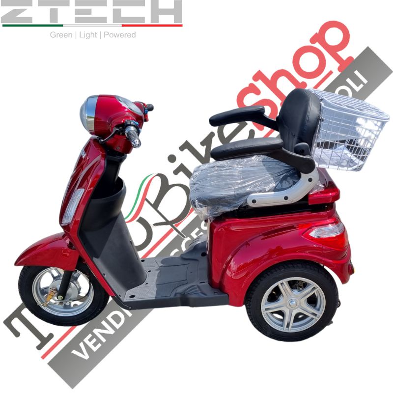 Scooter Z-TECH ZT-15-E "TRILUX PLUS"  3 RUOTE Differenziale per Disabili e Anziani-Rosso