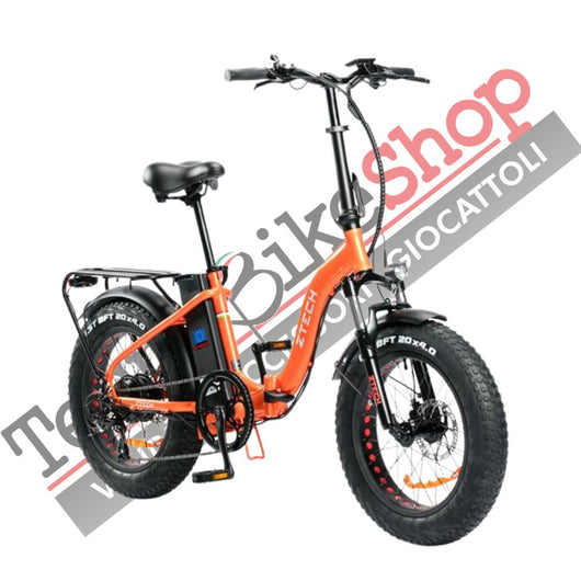 Bicicletta Elettrica Pieghevole Z-Tech ZT-89-AW Folding Etna 250W 36V 13Ah con Display colore Arancione