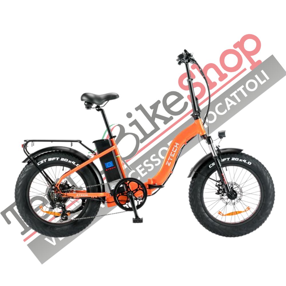 Bicicletta Elettrica Pieghevole Z-Tech ZT-89-AW Folding Etna 250W 36V 13Ah con Display colore Arancione