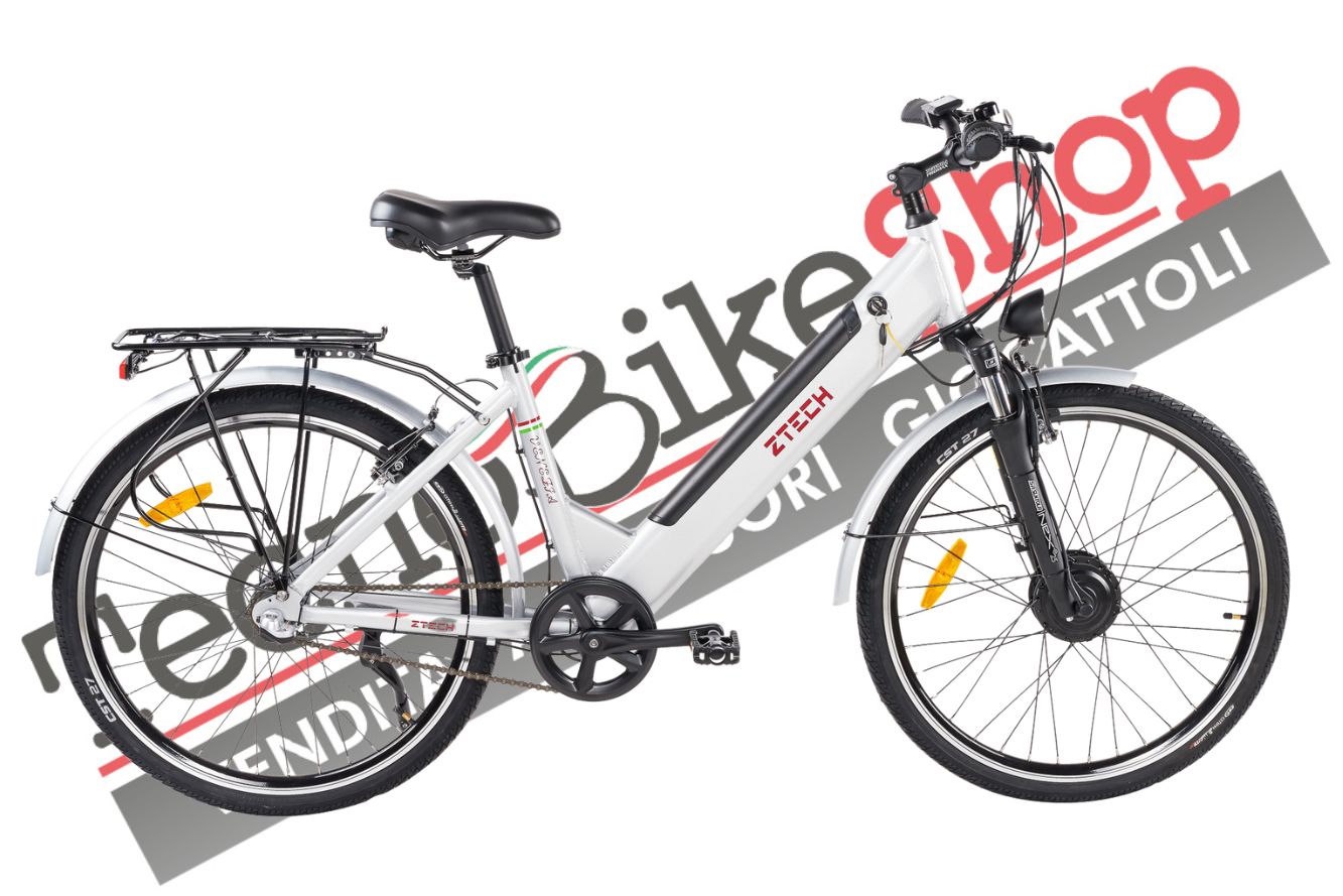 Bicicletta Elettrica A Pedalata Assistita Z-Tech ZT-83 Venezia Trekking 36v 12Ah colore Bianco