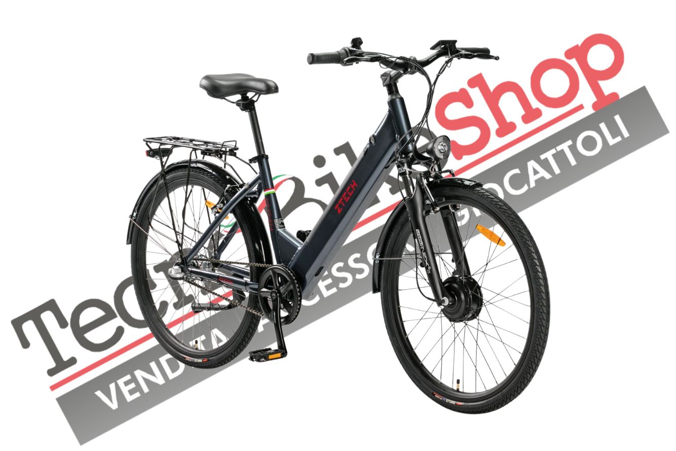 Bicicletta Elettrica A Pedalata Assistita Z-Tech ZT-83 Venezia Trekking 36v 12Ah colore Grigio