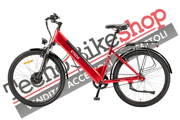 Bicicletta Elettrica A Pedalata Assistita Z-Tech ZT-83 Venezia Trekking 36v 12Ah colore Rosso