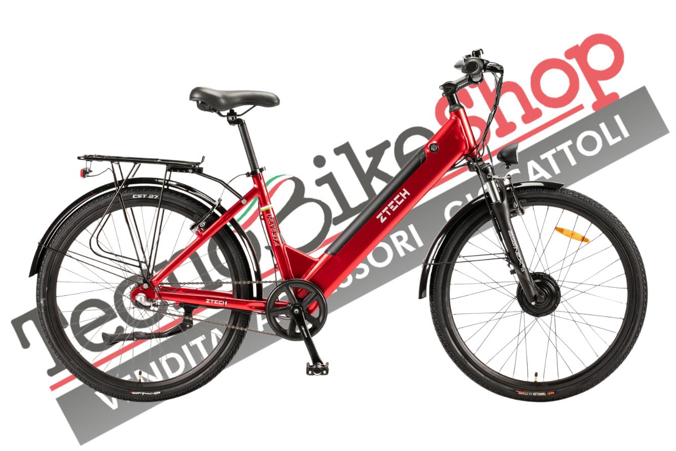 Bicicletta Elettrica A Pedalata Assistita Z-Tech ZT-83 Venezia Trekking 36v 12Ah colore Rosso