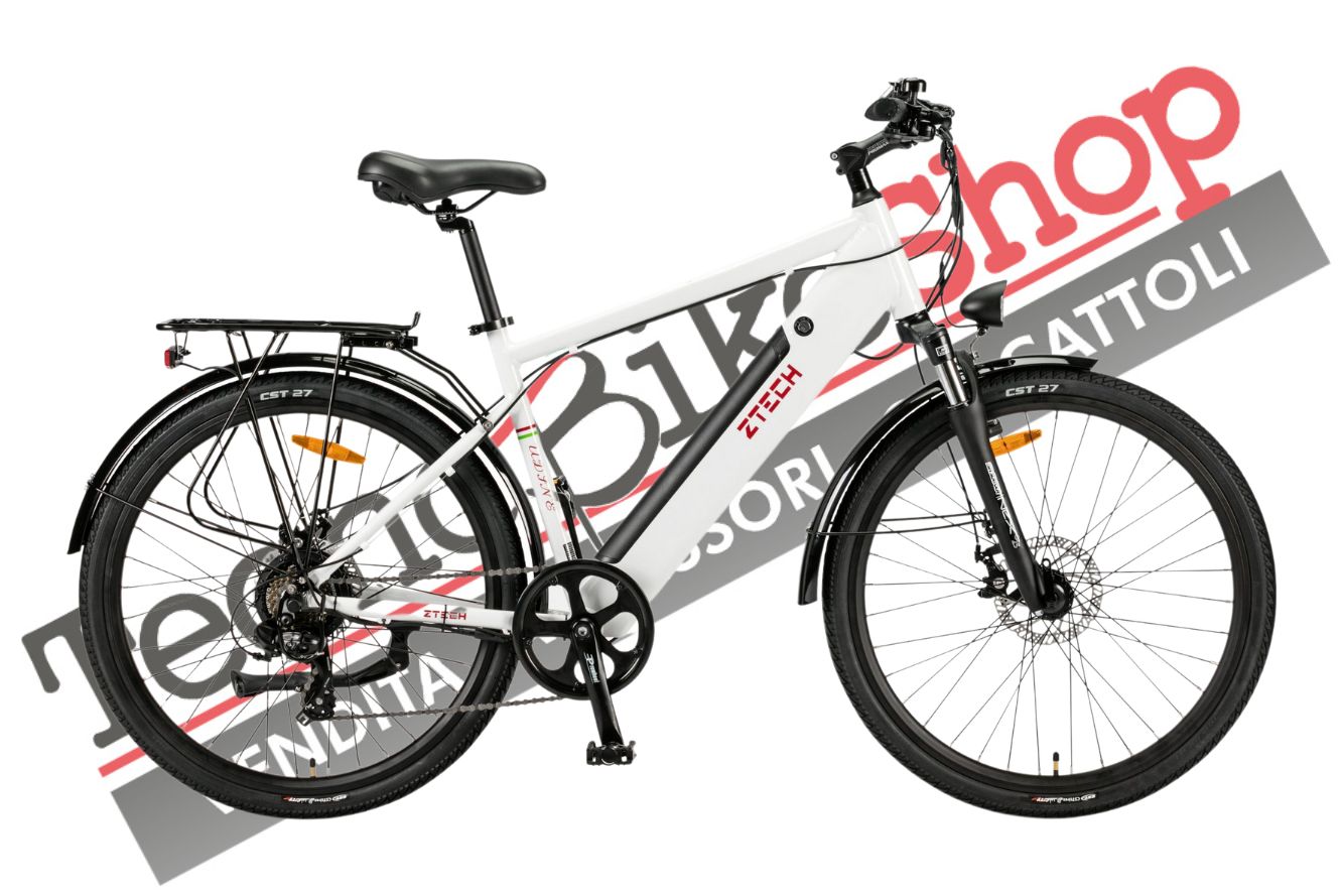 Bicicletta Elettrica A Pedalata Assistita Z-Tech ZT-84 Udine 36v 12ah colore Bianco