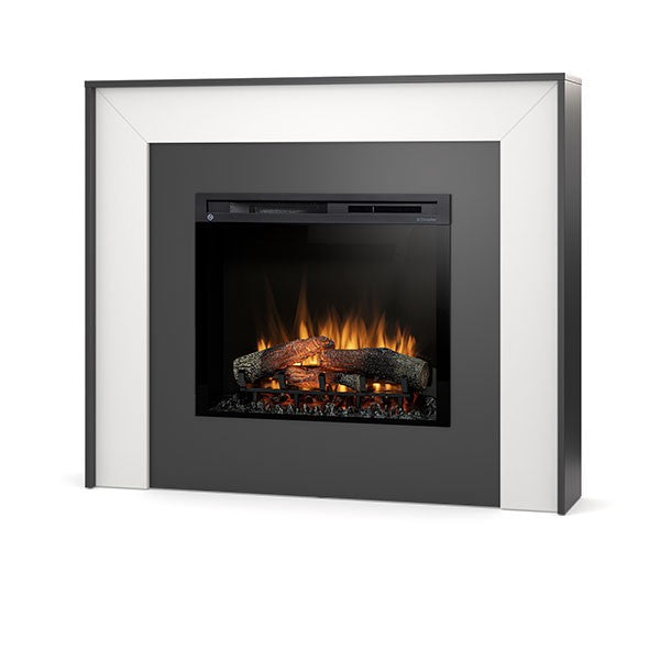 Caminetto elettrico a libera installazione a LED Mod. ZUNI - 28" colore Bianco opaco / Nero - 130,2 x 110 x 27,5