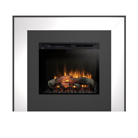 Caminetto elettrico a libera installazione a LED Mod. ZUNI - 28" colore Bianco opaco / Nero - 130,2 x 110 x 27,5