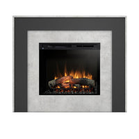 Caminetto elettrico a libera installazione a LED Mod. ZUNI - 28" colore Nero / Cemento - 130,2 x 110 x 27,5