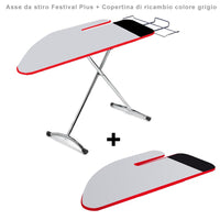 Combiboard plus asse da stiro con 1 copertina aggiuntiva di ricambio stiramaniche e area ignifuga