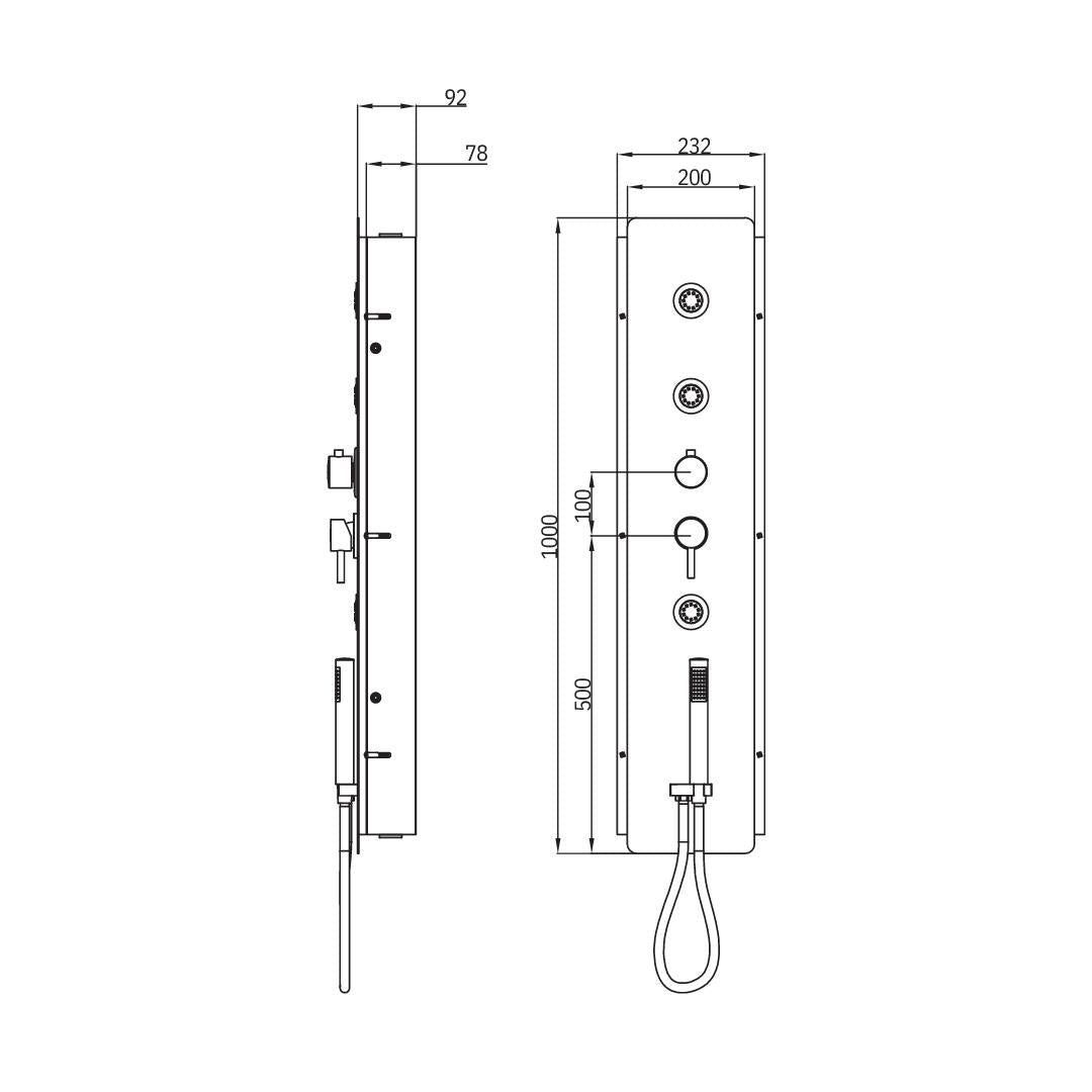 Wall kit a parete da incasso a muro acciaio inox + soffione doccia a parete acciaio inox punta tonda