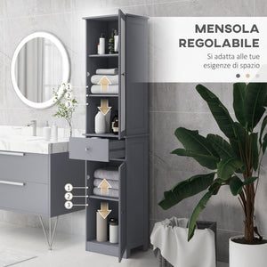 Mobile a Colonna da Bagno 40x27x171,5cm in MDF Grigio